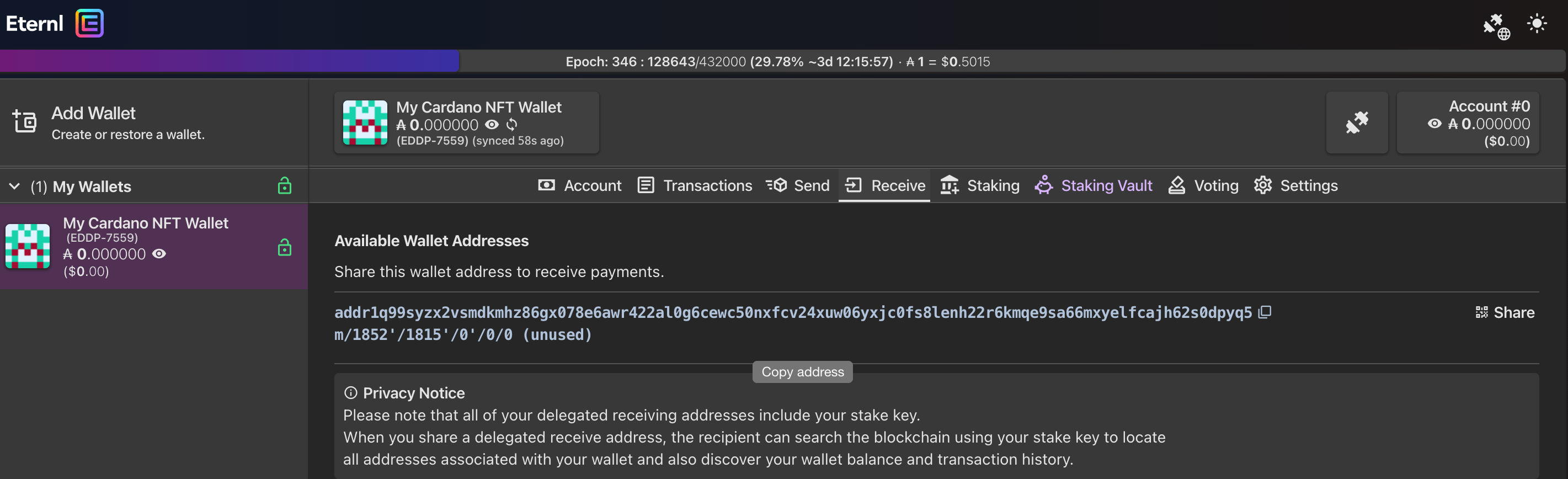 Funding Eternl Wallet
